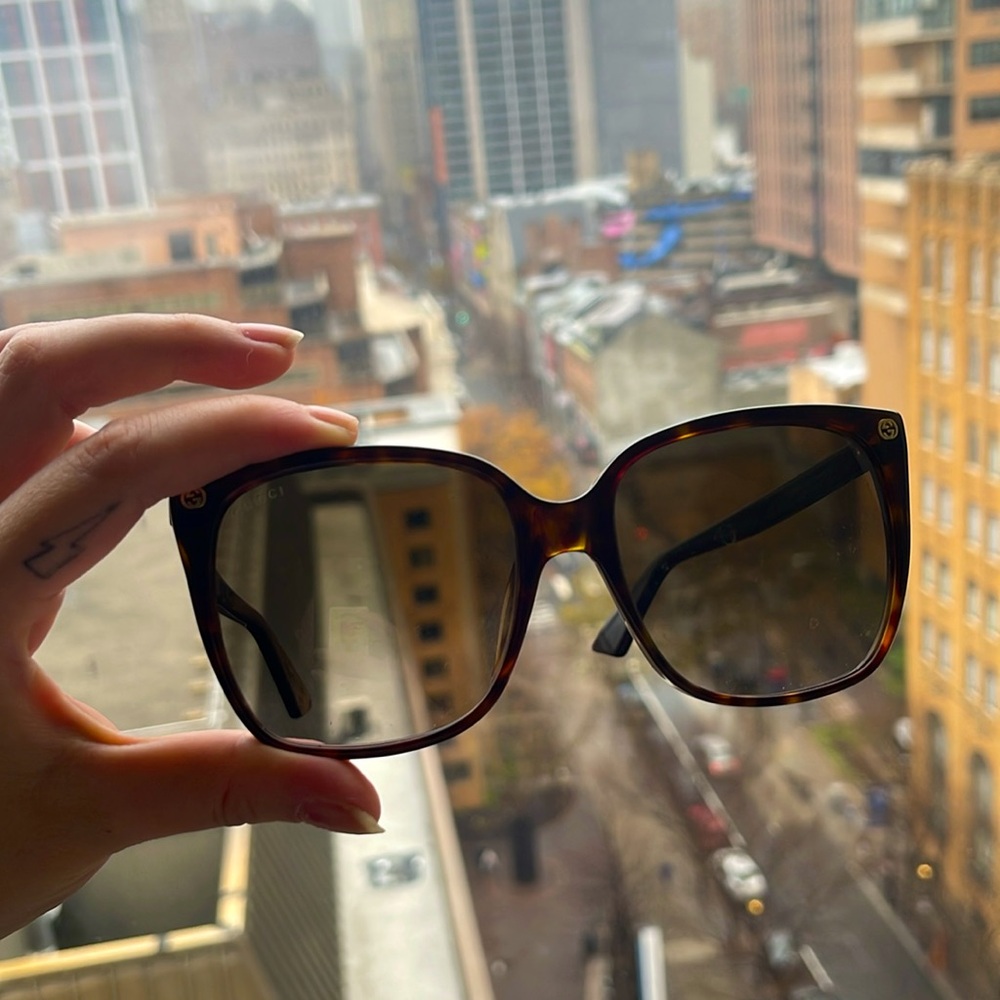 Gucci sunglasses! Tortoise shell square design. Barely used, no scratches